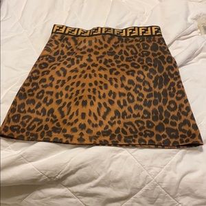 Fendi ribbon belted cheetah skirt
